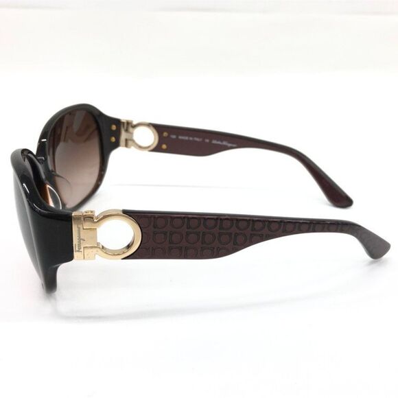 Salvatore Ferragamo | SF609SA Gancini Brown Gradient & Gold Sunglasses w/ Case - Picture 5 of 12